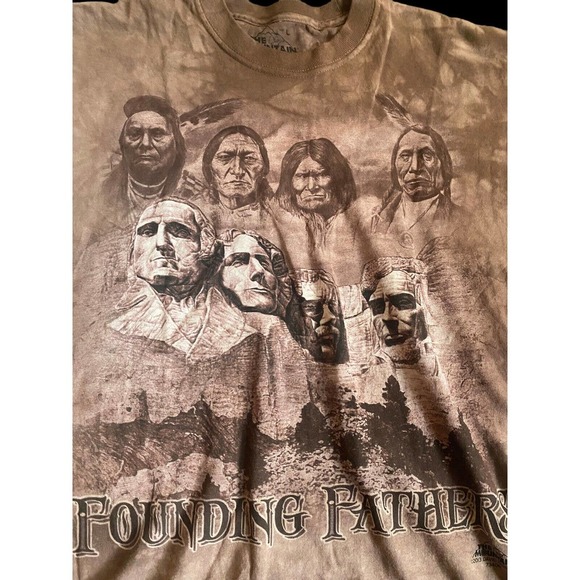 Founding Fathers Mt Rushmore Native American Indian The Mountain T-Shirt Large - Picture 2 of 5